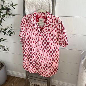 OAS Red and White Patterned Shirt